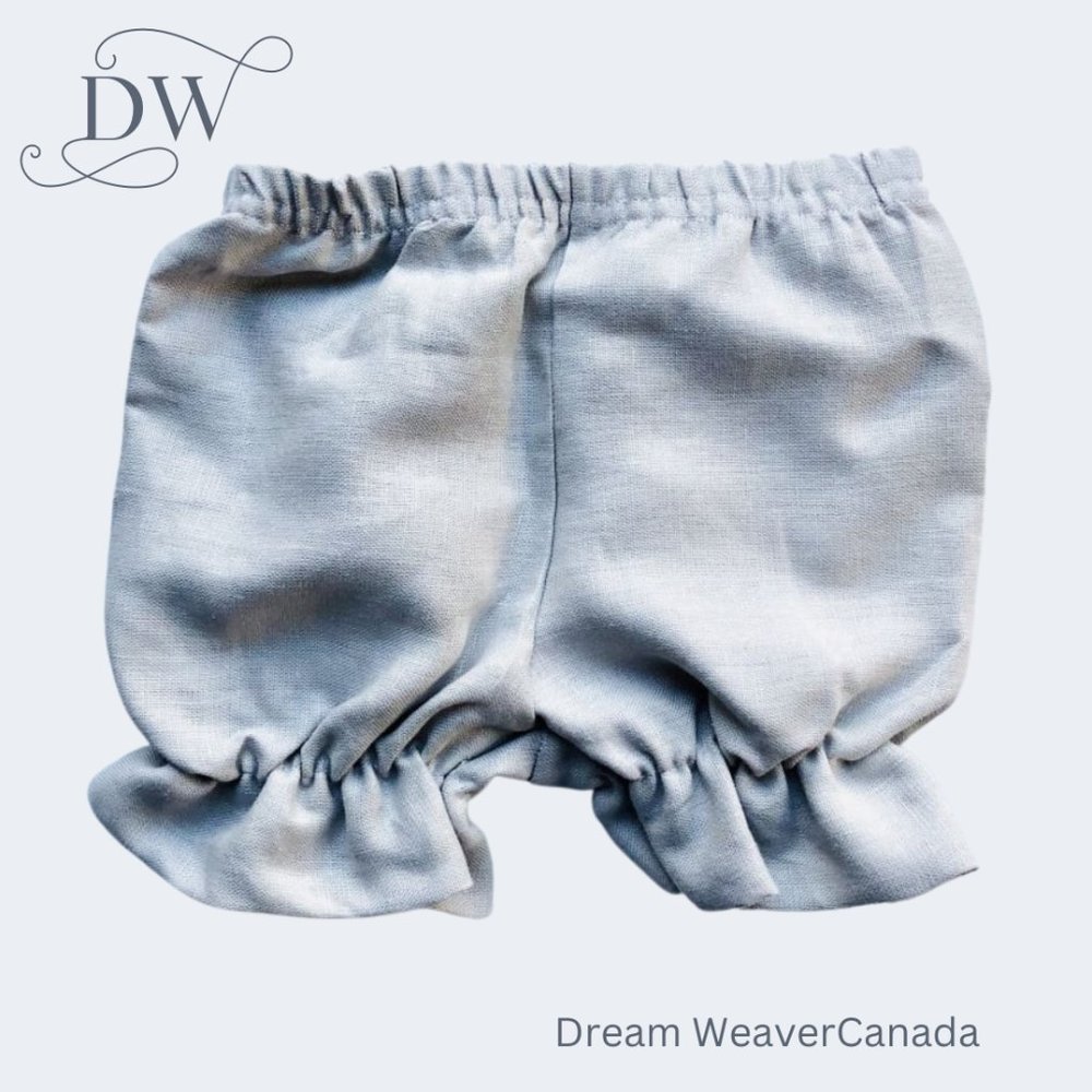Grey Linen Baby Bloomers  | 3-6 Months